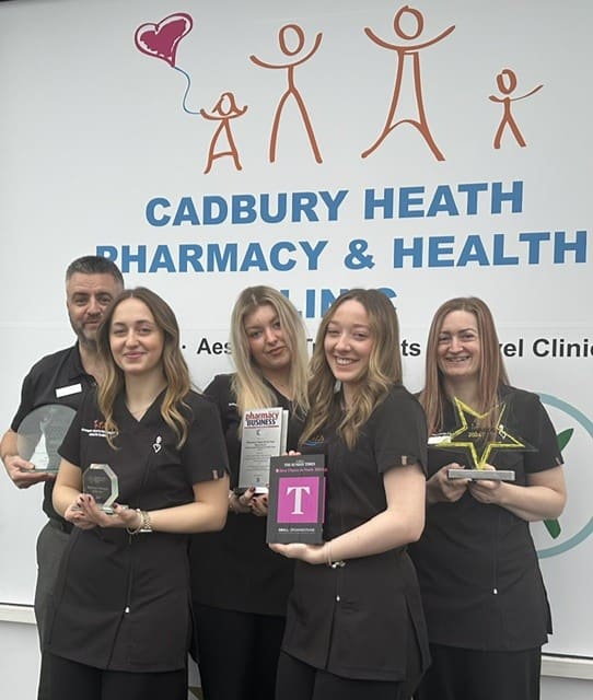 The Cadbury Heath Pharmacy & Health Clinic team with their awards